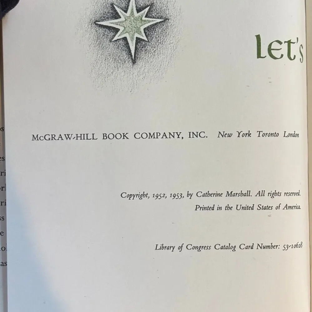 Vintage 1953, Let's Keep Christmas Book, Sermon by Peter Marshall, HCDJ